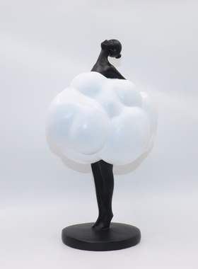 创意云朵女孩人物雕塑树脂摆件