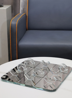 北欧水晶镜面XO九宫格棋盘摆件