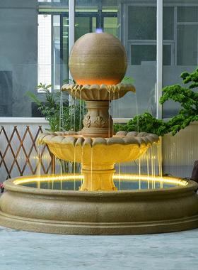 欧式转运球流水喷泉摆件创意客厅家居装饰品办公室会所招财水景
