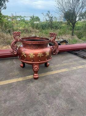大型香炉寺庙生铁铸造双龙圆形特大号室内家用祠堂案桌插香供奉鼎