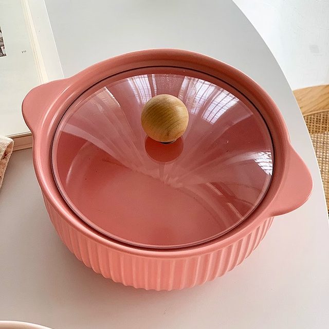 Anmuliangpin ceramic pink instant noodles bowl