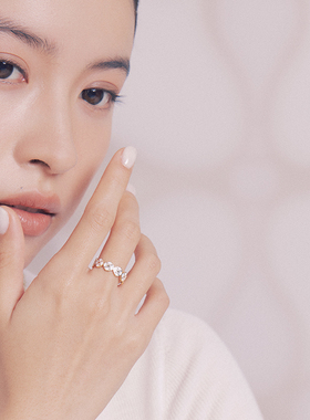 HERBE合璧 白瓷柿蒂戒指 细版 冷珐琅东方白 纹样手工拉丝工艺