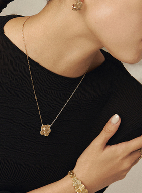 HERBE合璧 松间团松朵朵项链复古金色锁骨链高级感通勤时尚百搭女