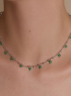 HERBE合璧 留光彩宝绿玛瑙款项链叠戴链毛衣链日常时尚百搭通勤女