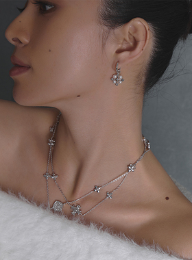 HERBE合璧 五代柿蒂纹样五花项链 通勤时尚百搭四叶草长项链女款