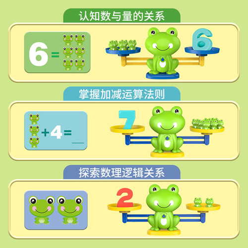 儿童青蛙天平秤玩具益智数字学习思维训练亲子互动小男女孩3到6岁 - 图2