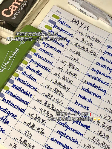 搞定英语单词！艾宾浩斯遗忘曲线记忆本子背单词专升本考研四级六级词汇单词本默写记背神器笔记本复习计划表 - 图1