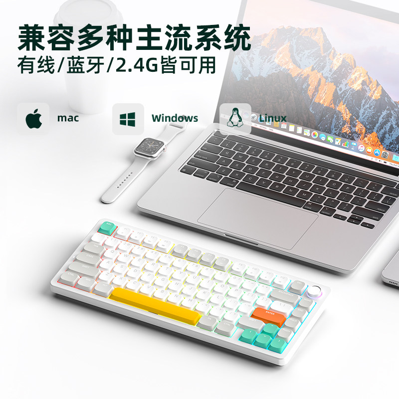 ColorRecoA75客制化机械键盘游戏电竞蓝牙三模矮轴电脑笔记本办公