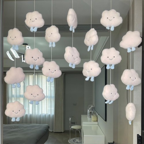 家居云朵门帘可爱奶油风装饰毛绒日系ins风挂帘儿童房卧室门挂饰 - 图3