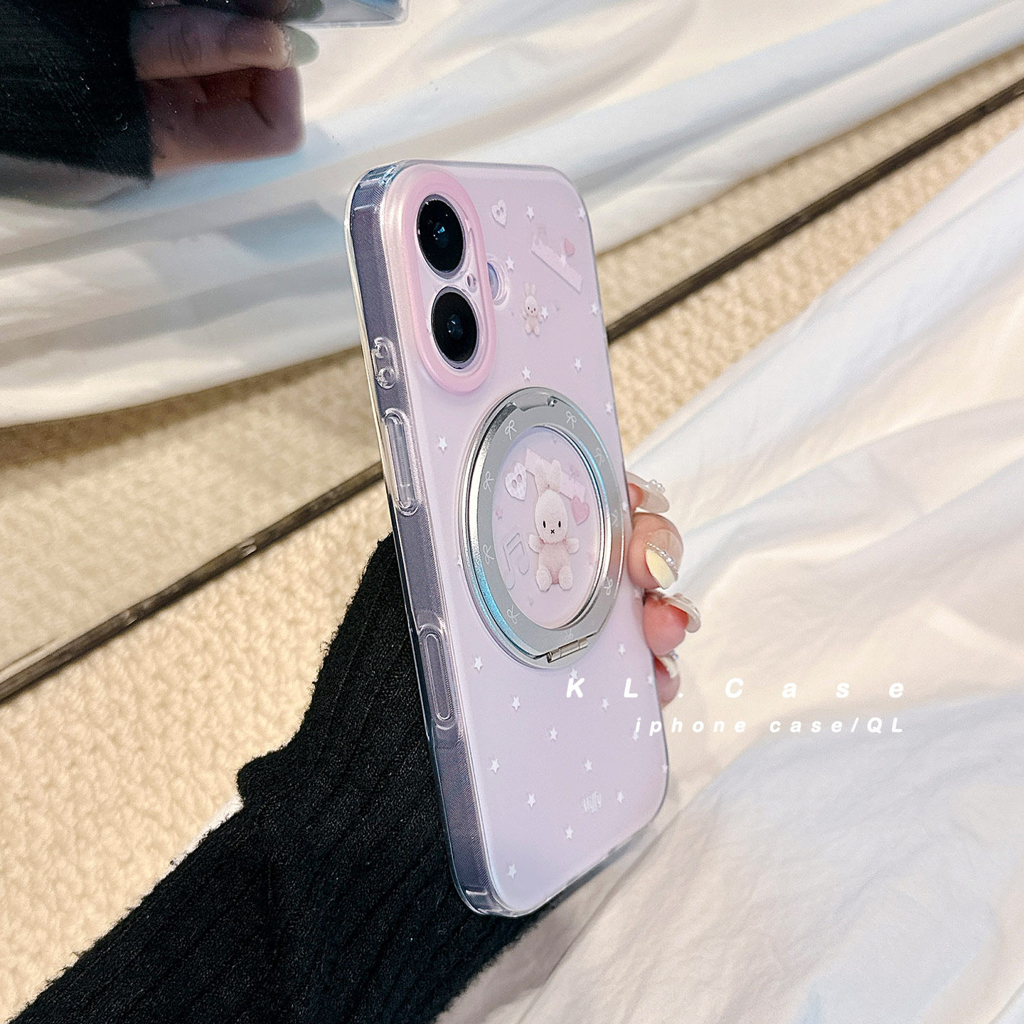 ins少女心粉色兔子适用苹果17手机壳iPhone17promax新款16防摔保护套15硅胶磨砂全包高级感旋转支点支架女软p,淘宝优惠券,粉丝福利购,淘宝优惠卷