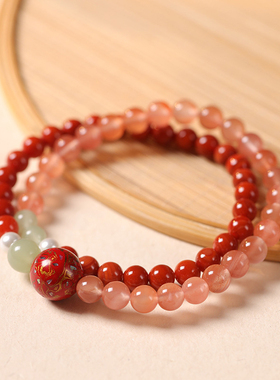 冰飘南红大漆转运珠叠戴手串
