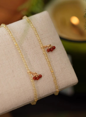 黄水晶招财转运南红极细手链