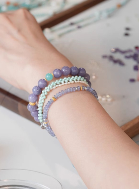 紫色玉髓水晶国风串珠手链