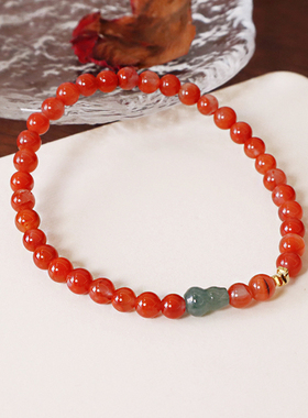 南红玛瑙翡翠葫芦手串