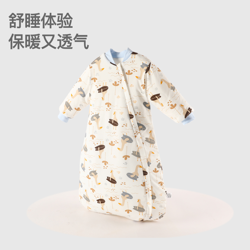婴儿睡袋秋冬夹棉新生儿一体式睡袋幼儿睡衣初生多功能加厚防踢被