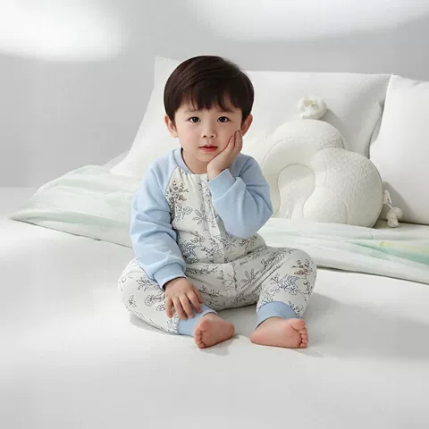 婴儿分腿睡袋秋冬加厚保暖防踢被子宝宝连体式夹棉长袖拉链家居服 图片 3