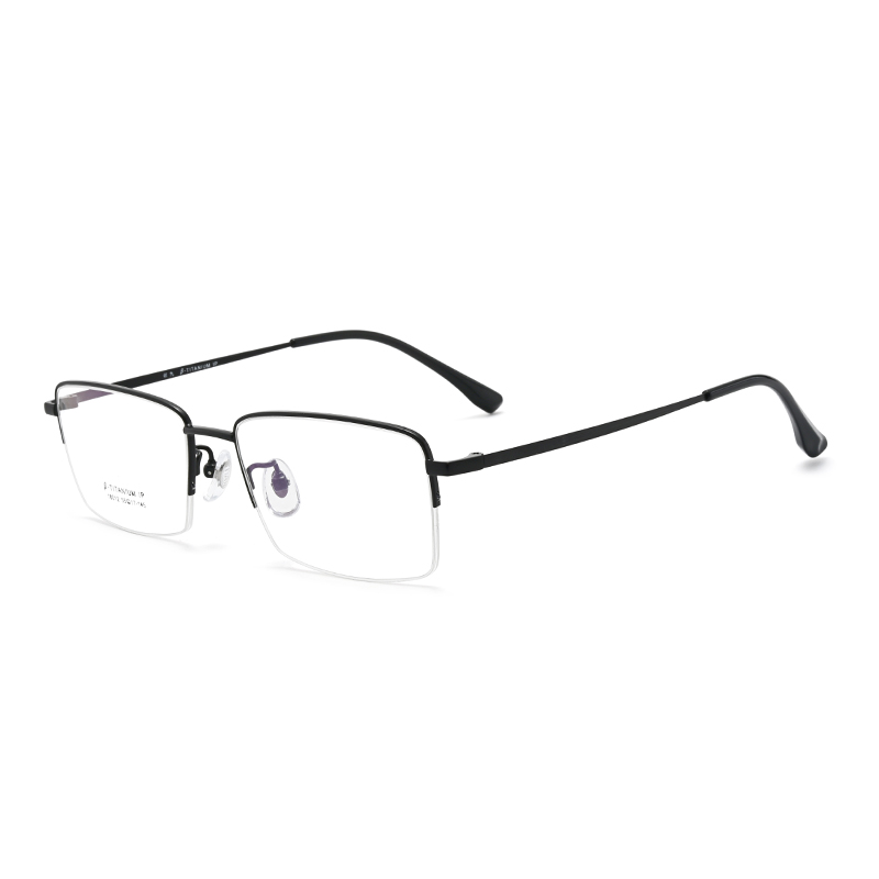 近视眼镜男大脸宽可配度数散光纯钛超轻商务半框变色防蓝光眼镜框 - 图3