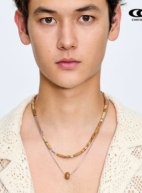 CHICHABOOM天然石管珠拼接钛钢组合项链套装男女同款