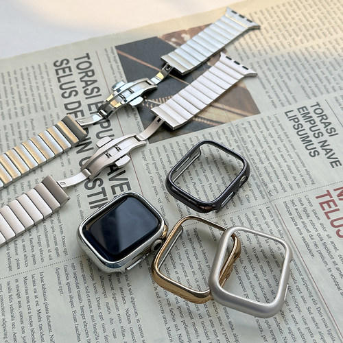 适用applewatch9一株链式蝴蝶扣金属表带苹果手表S11不锈钢iwatch10/8/7/6/5/4/SE/Ultra2套装女气质星光表带 - 图1