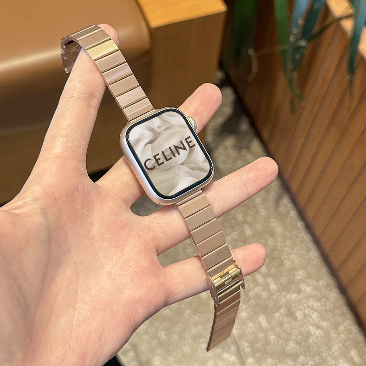 【竹节方块】适用applewatch金属表带iwatch星光色表带S9/8带扣不锈钢表带可调节表带苹果手表SE/7/6/5/4代夏