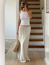 Tossy High Waist Loose Female Long Skirt Solid Casual Elegan