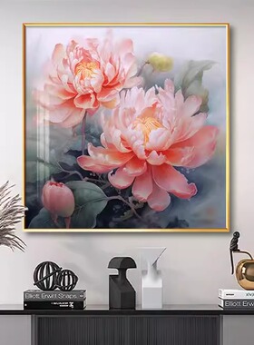 网红餐开富贵玄关装门饰画牡丹花进入户挂画大芬油花画纯手绘厅村
