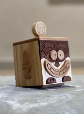 方块结界兽实木摆件 治愈玩具 木制桌面装饰品  LTCP-06