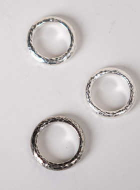 锤纹泥鳅背 999足银手工戒指 纯银指环定制霸气潮情侣戒个性定制