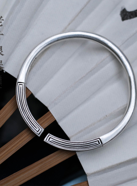 老寸银器简约风情侣款银999定制
