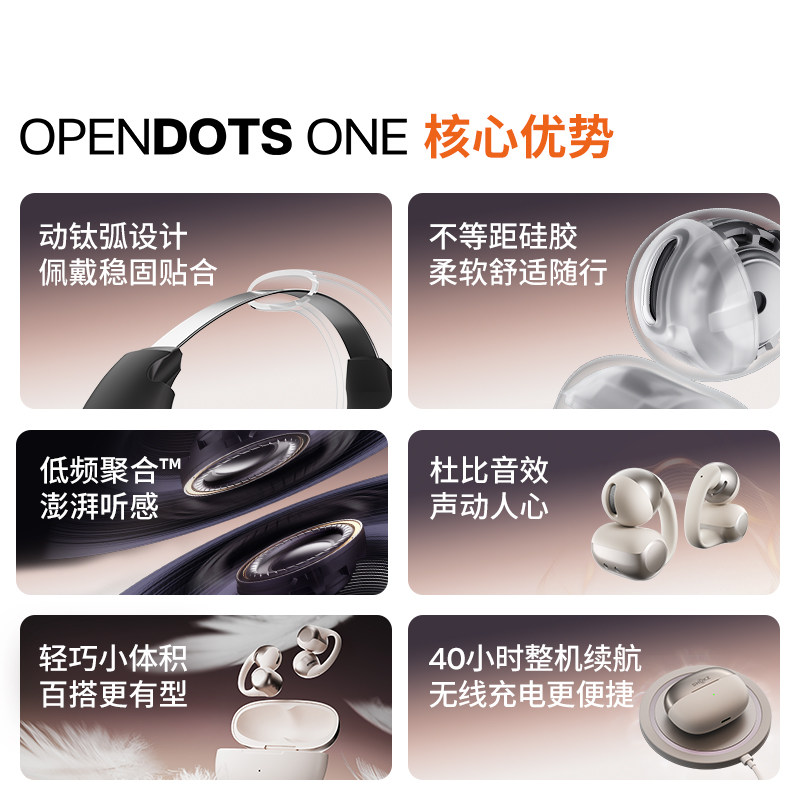 SHOKZ韶音动钛圈OpenDots ONE E310耳夹蓝牙耳机,淘宝优惠券,粉丝福利购,淘宝优惠卷