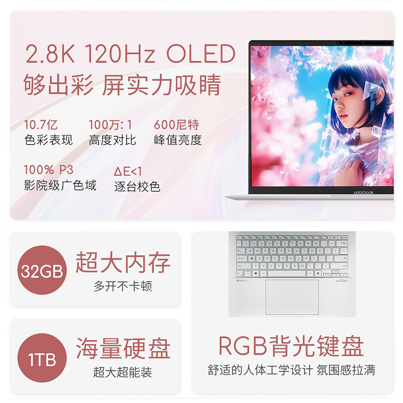 【重磅新品】华硕a豆14 Air 2025高性能AI超轻薄笔记本电脑14英寸学生商务游戏办公本 - 图3