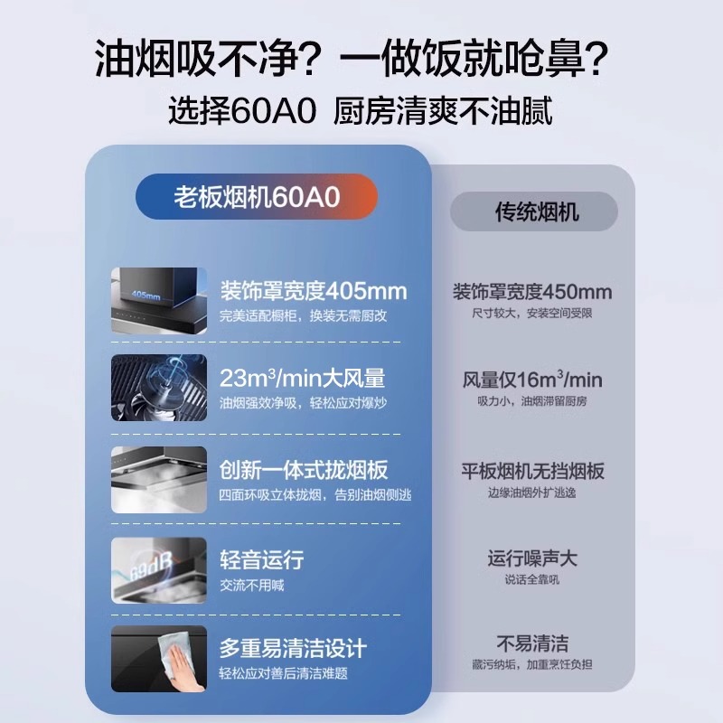 老板星辰系列60A0油烟机家用抽油烟机吸油厨房大吸力官方旗舰店