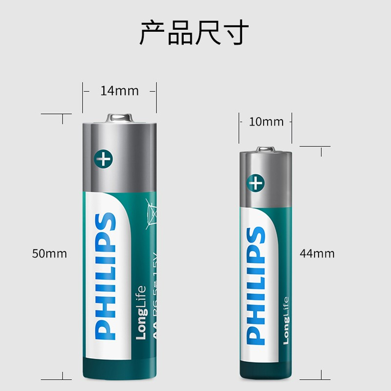 飞利浦5号7号电池适用低耗电儿童玩具体重秤计算器五号七号碳性干电池电视空调遥控器电池12粒-图0