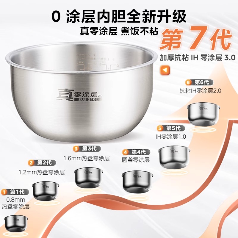 美的0涂层电饭煲家用IH大容量多功能无涂层不粘电饭锅旗舰店MD01 - 图3