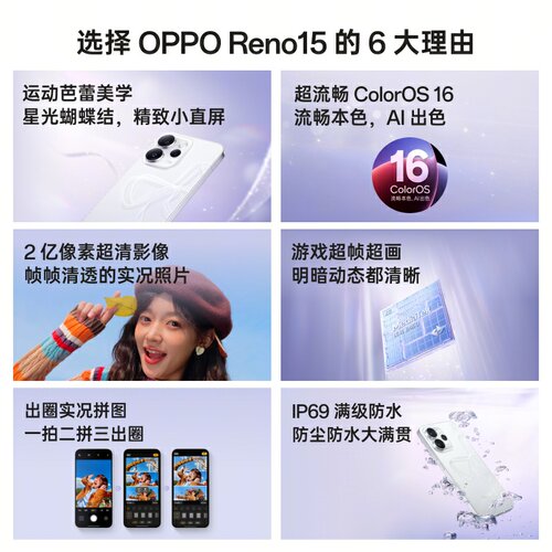 【正品】 OPPO Reno15 宋雨琦星光蝴蝶结 2 亿像素超清影像 IP69满级防水 超出圈的实况神机 - 图0