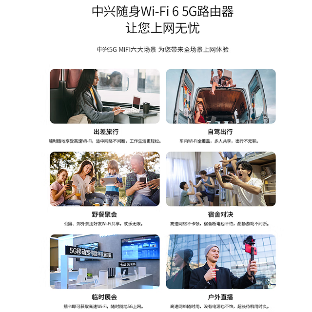 【顺丰速发】中兴U50 Pro 5G随身WiFi6可插卡路由器无线网络cpe支持NFC旅游出差国内外可用中兴MU5120 FM