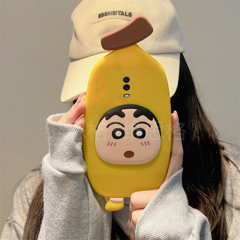 适用oppok1手机壳r15x卡通r17pro立体r15香蕉r11s蜡笔r11小新r9s可爱r9plus动漫k1黄色oppo硅胶por软壳手机套 - 图1