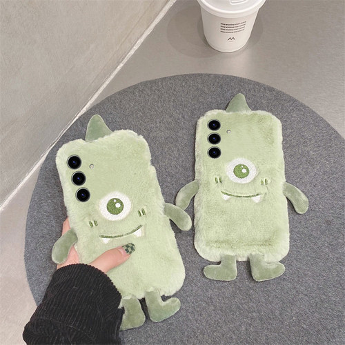 适用三星s23ultra手机壳s24plus立体s21卡通s10+独眼怪s22秋冬s20毛绒note10冬季s9绒毛s23fe保暖s8十noto20 - 图0