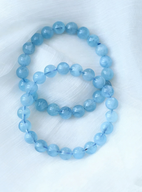 天然海蓝宝手链女款单圈五行补水手串饰品礼物送女友闺蜜生日礼物