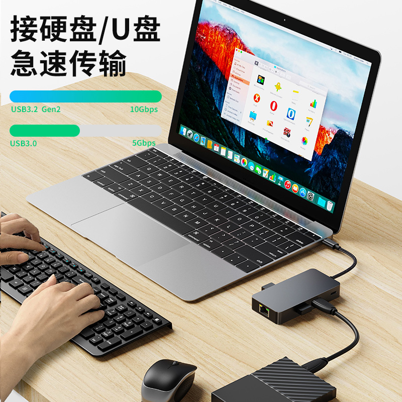 mousmore适用2023款macbook笔记本m2平板电脑air拓展坞Typec扩展USB分线3.2多接口转PD100W雷电HDMI千兆网口 - 图3