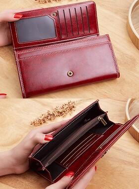 Women's Leather Wallet Large Capacity Zipper Purse Multifunc