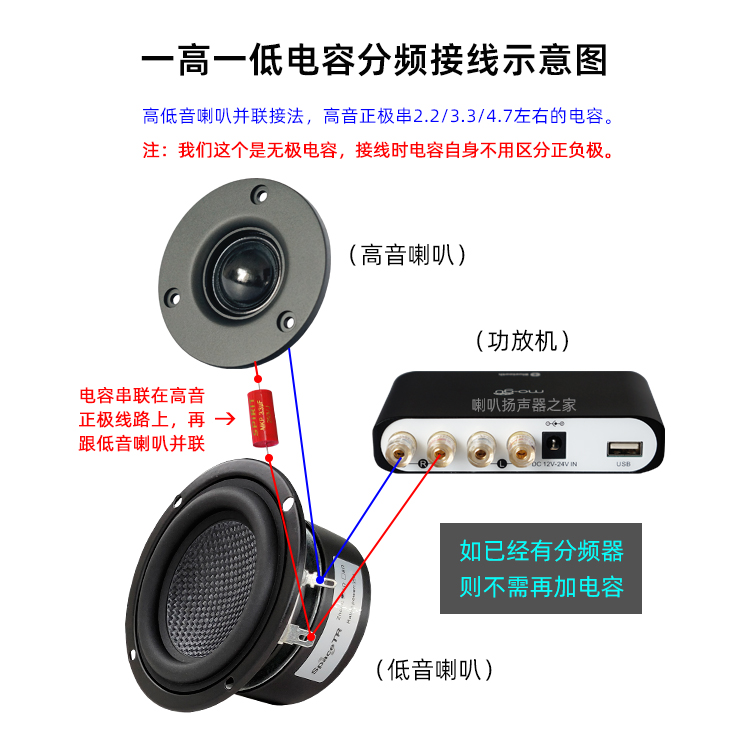 [包邮2个装]无极MKP电容汽车家用音箱高音头中音喇叭分频电容器 - 图1