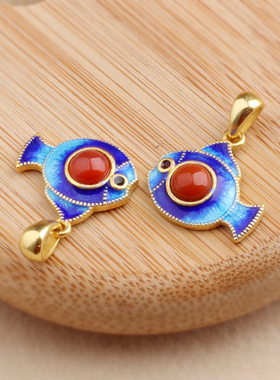 女银饰鱼烧蓝项坠吊坠项坠/吊坠