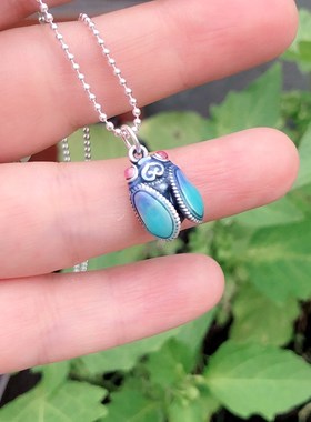 女银饰999足银复古烧项坠/吊坠