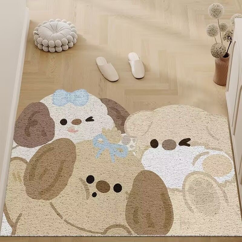 卡通丝圈地垫可爱小狗进门入户玄关蹭土脚垫大门口耐脏门垫可裁剪,淘宝优惠券,粉丝福利购,淘宝优惠卷