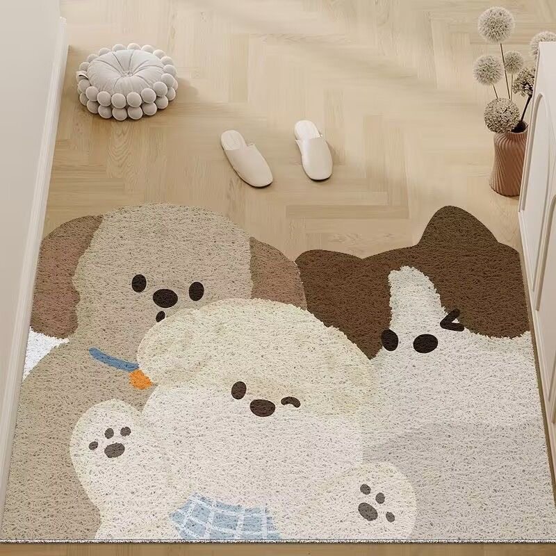 卡通丝圈地垫可爱小狗进门入户玄关蹭土脚垫大门口耐脏门垫可裁剪,淘宝优惠券,粉丝福利购,淘宝优惠卷