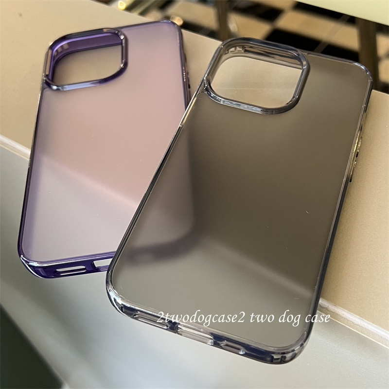 15/16pro16plus石墨灰黑酷黑防油12/13/14promax11耐脏磨砂亚克力透黑软边中性百搭xr7pSE2暗紫色新款手机壳 - 图3