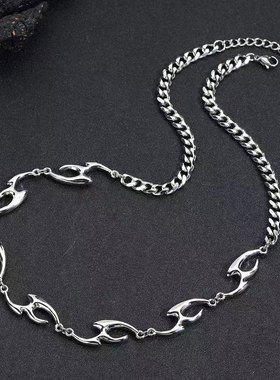 NG异形不规则火焰钛钢项链男配饰