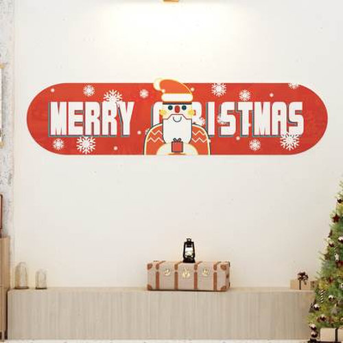 奶茶店墙壁面装饰品网红打卡拍照区布置贴纸背景2023圣诞节日氛围-图1