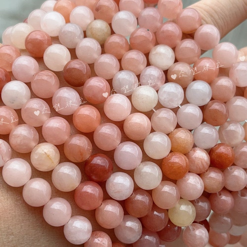 天然桃花酿玉石散珠 手串圆珠手工diy饰品配件串肉粉珠子 - 图0